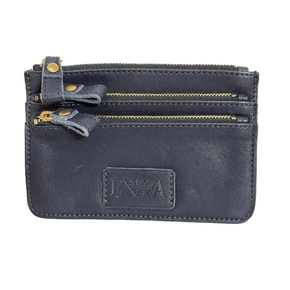 EMPORIO ARMANI - Dark Navy Leather Pouch - Picture 1 of 5